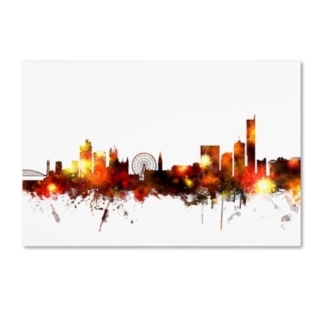 Michael Tompsett 'Manchester England Skyline Red' Canvas Art,16x24
